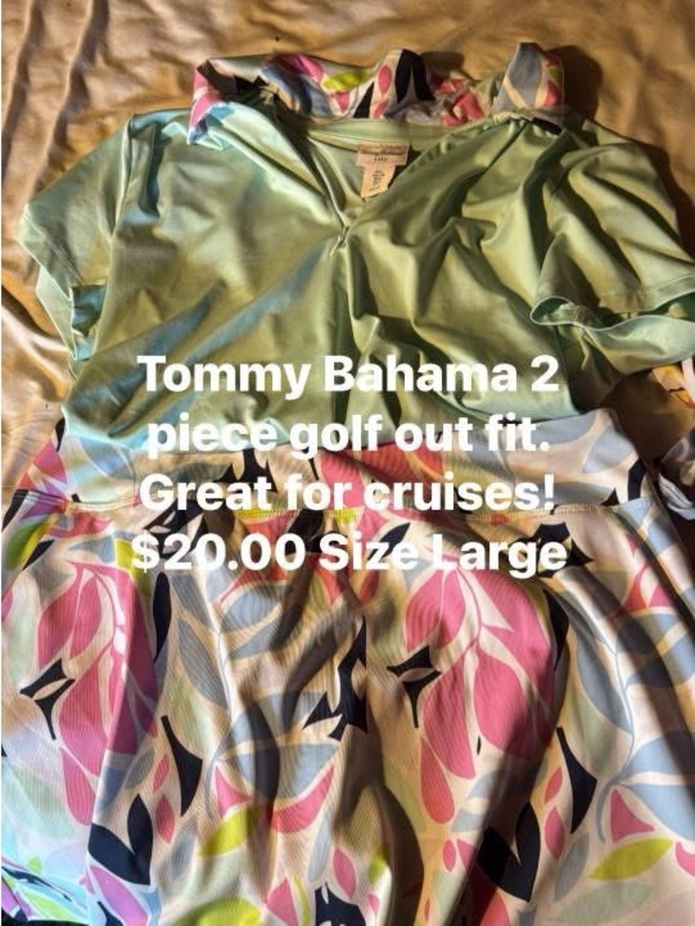 Tommy Bahama Women’s Mint Green Golf Top & Printed Skort Set